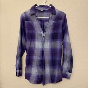 COLUMBIA long sleeve Button Cotton plaid purple flannel shirt pullover -S